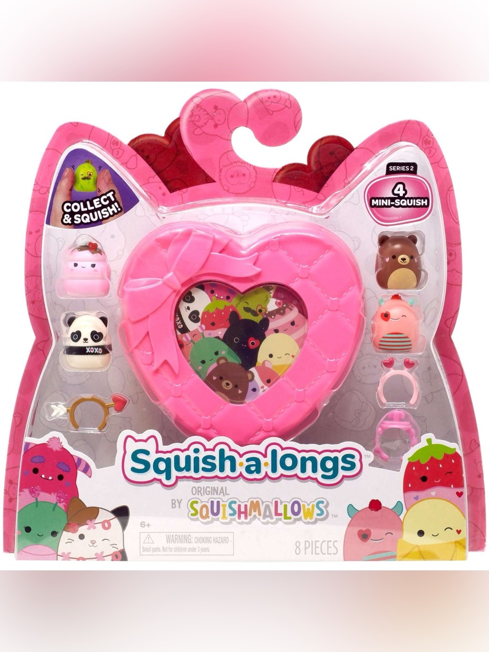 Squishmallows Pink Heart Carrying Case with 4 Mini Squishes